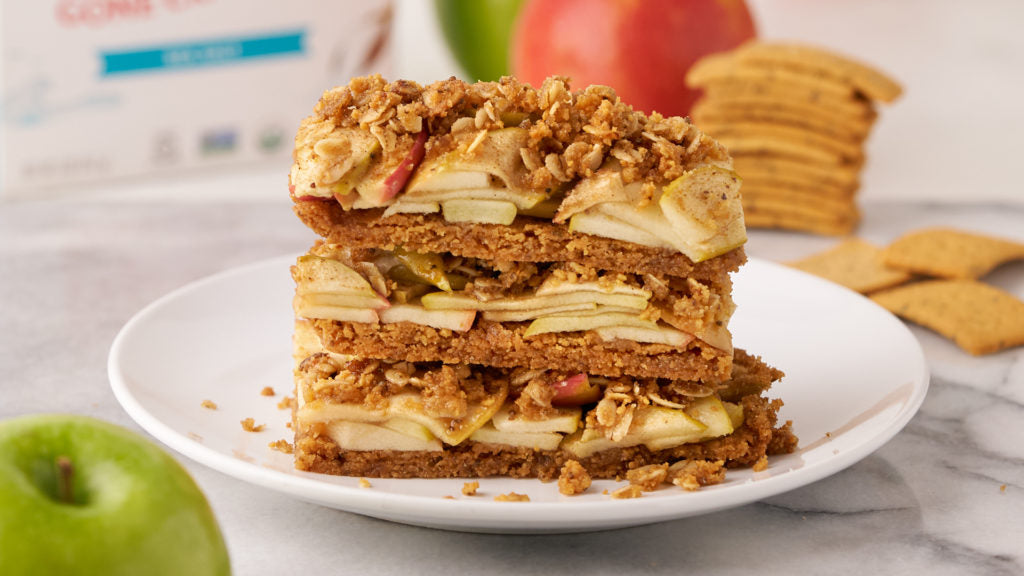 Apple Pie Bars made with Mary’s Organic Crackers Sea Salt REAL THIN Crackers.